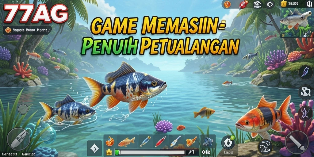 Tampilan gameplay 77AG yang seru saat memancing ikan.