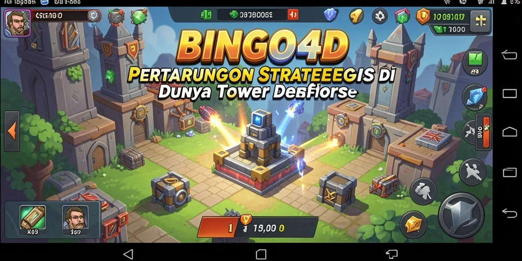 Screenshot gameplay BINGO4D menampilkan pertarungan mendebarkan Tower Defense.