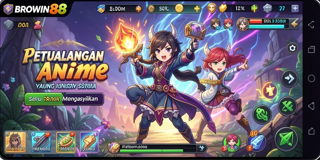 Gameplay seru BROWIN88 dengan karakter anime yang mengesankan.
