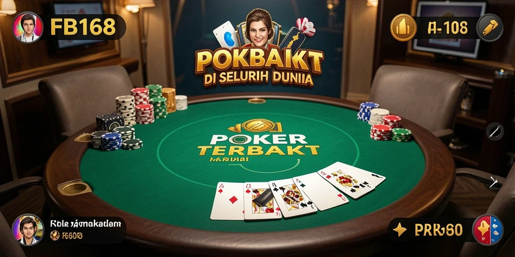 Tampilan dinamis gameplay poker FB168 dengan banyak pemain.