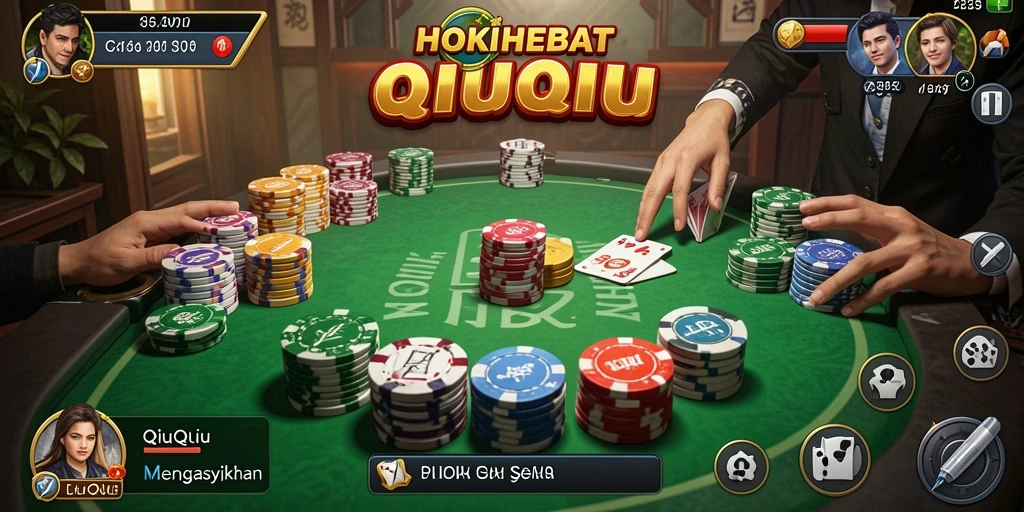 Gameplay seru HOKIHEBAT dengan kartu QiuQiu yang mendebarkan.