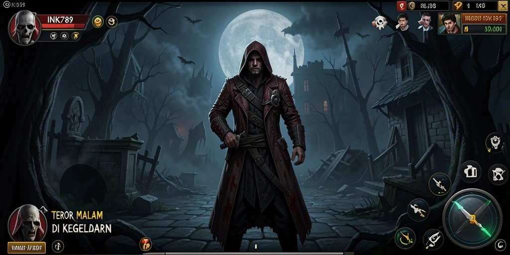 Screenshot INK789 menampilkan suasana menyeramkan saat gameplay berlangsung.