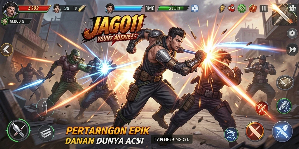 Gameplay aksion epik dalam JAGO11 dengan grafis memukau.