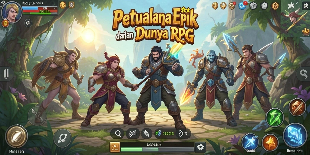 Tangkapan layar utama OLX17 menampilkan aksi pertarungan epik dalam dunia RPG.