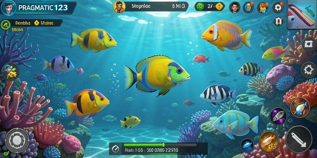 Tampilan gameplay <strong>PRAGMATIC123</strong> dengan aksi menangkap ikan yang seru.