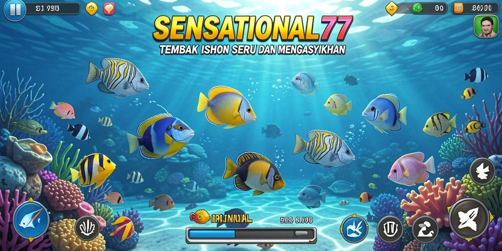 Screenshot utama SENSATIONAL77 menunjukkan aksi tembak ikan yang seru dan menghibur.