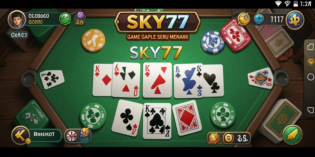 Screenshot gameplay <strong>SKY77</strong> yang menampilkan keseruan permainan Gaple.