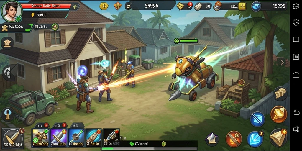 Tampilan gameplay SR996 menunjukkan karakter bekerja secara otomatis.