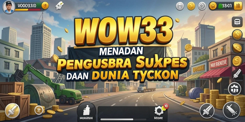 Screenshot menunjukkan pemain membangun kerajaan bisnis dalam WOW33.